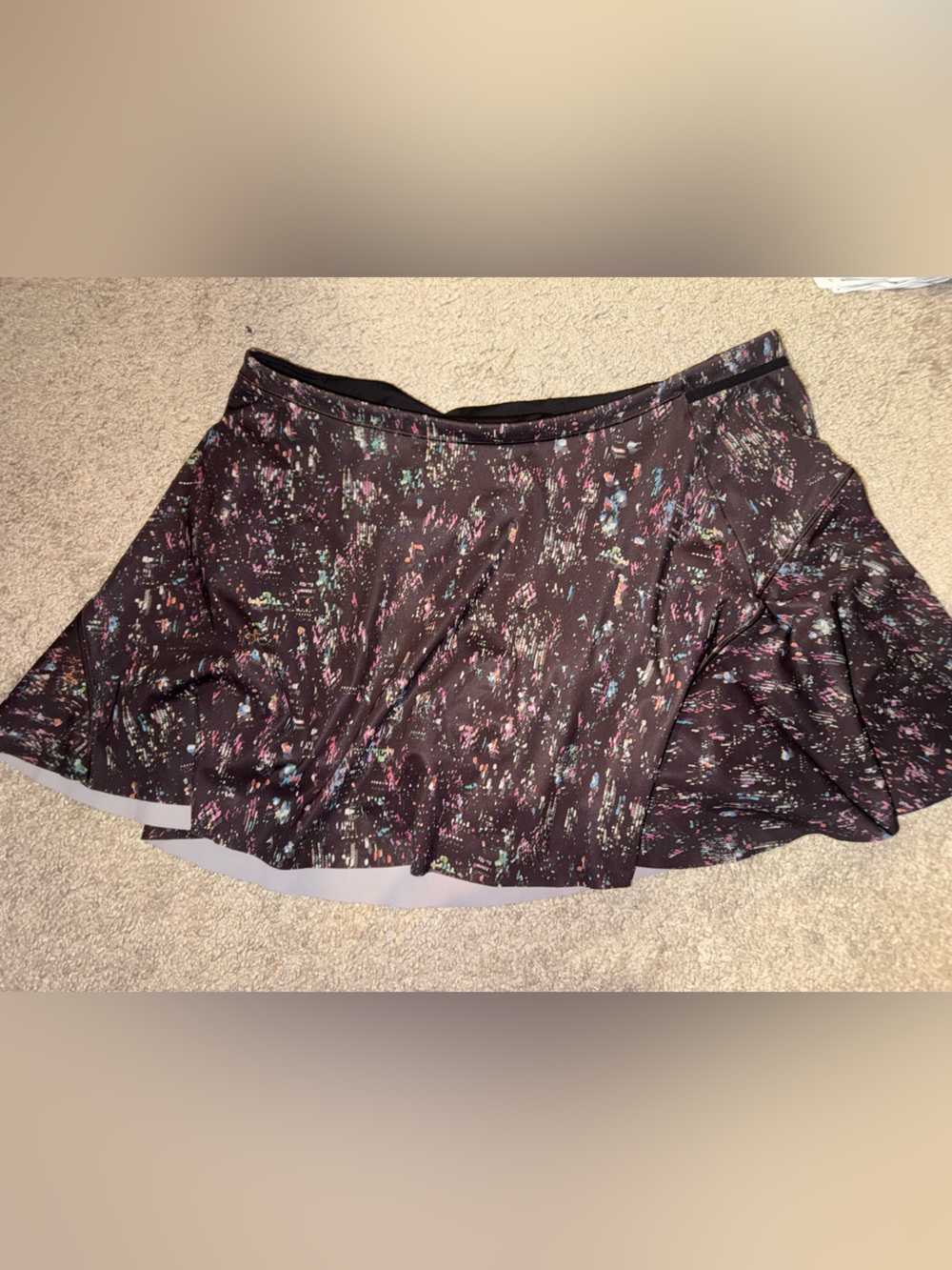 Black Abstract Print Flared Women's Skirt